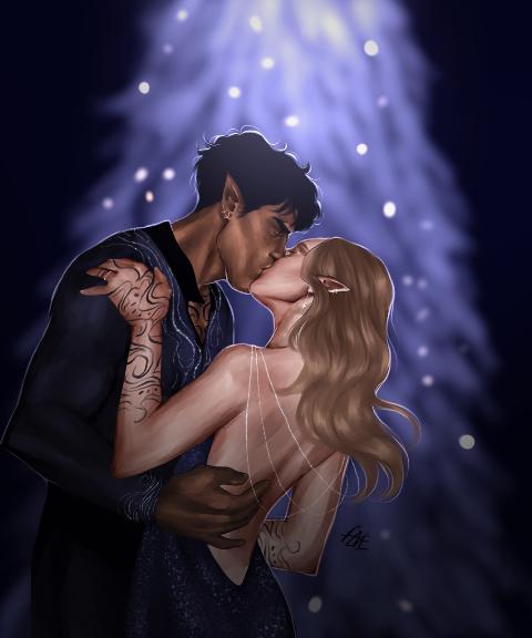 Rhysand and Feyre SJM Christmas PRINT